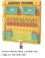 [LTS303] SAFETYWARE Combination Advanced Lockout Station with Cover (Unfilled) ~ for 10 padlocks