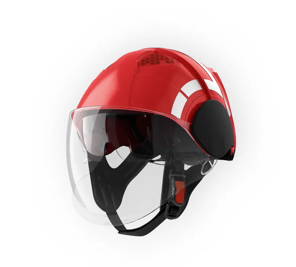 [121003121] PAB Fire Compact Aluminised Neck Protector Fireman Helmet (Red)