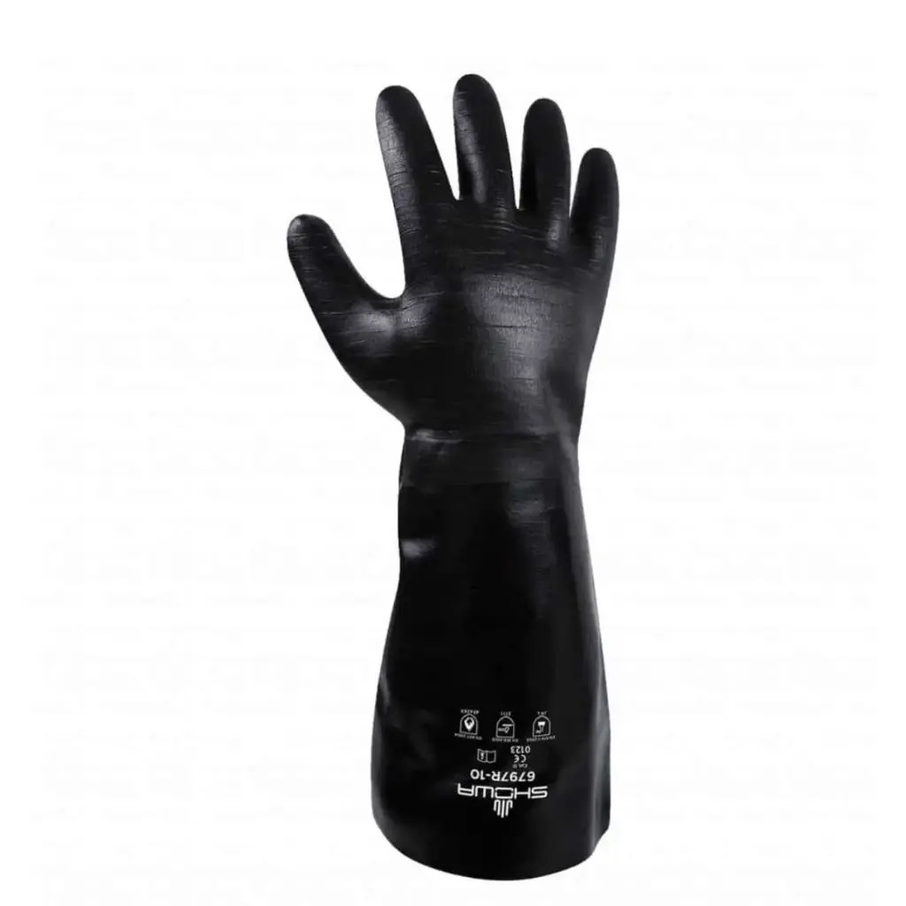 [6797R-10] SHOWA 18" Chemical Resistant Neoprene Supported Gloves with Cotton Lining