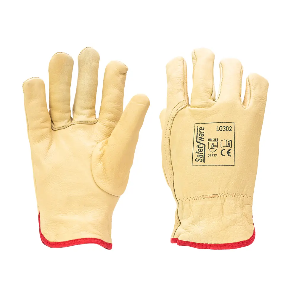 [LG302] SAFETYWARE Premium Quality Cow Grain Drivers Gloves with Lining