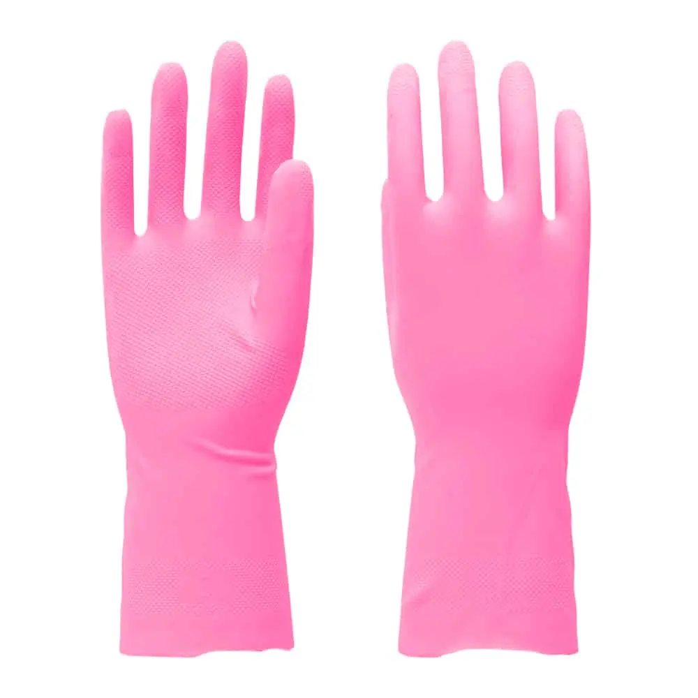 [PF1712-SM] SAFETYWARE GenPlus PF1712 Light Duty 12" Pink Flocklined Rubber Gloves (S / 7)