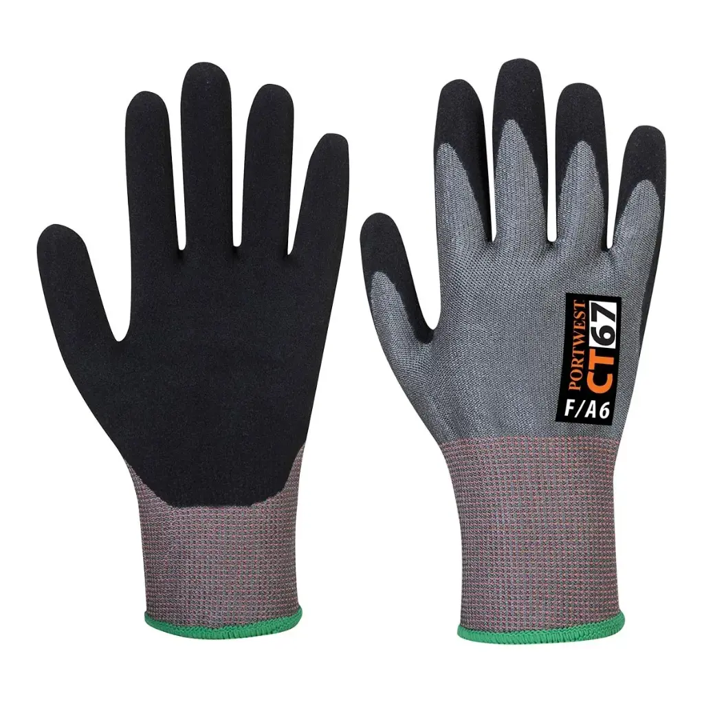 [CT67G8R-XS] PORTWEST CT67 Cut F13 Nitrile Glove Grey/Black (XS)