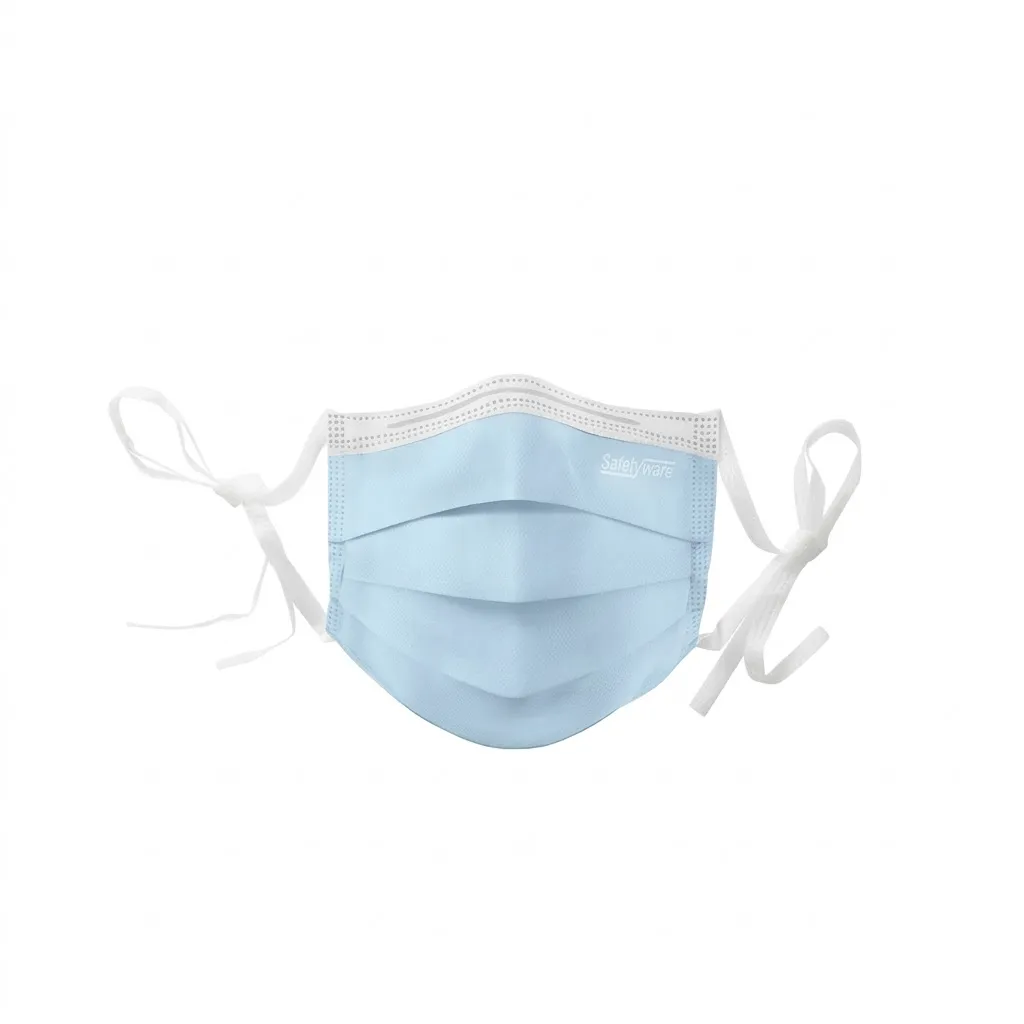 [1302TO-BLU] SAFETYWARE 3-Ply Tie-on Face Mask (Blue)