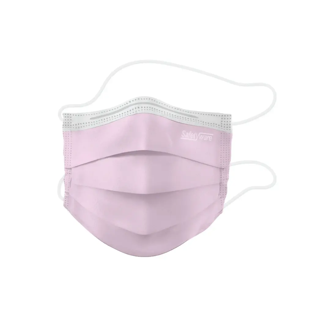 [1302HL-PNK] SAFETYWARE 1302HL 3-Ply Headloop Medical Face Mask (Pink)