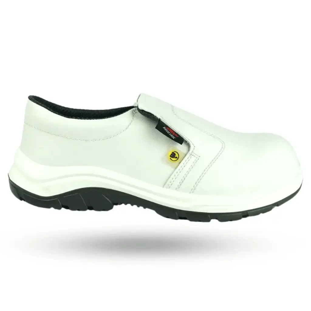 RHINO SHOE PU Series FlexiGuard IV102KP Low-Cut Slip On Double Density PU/PU White Grey Safety Shoes
