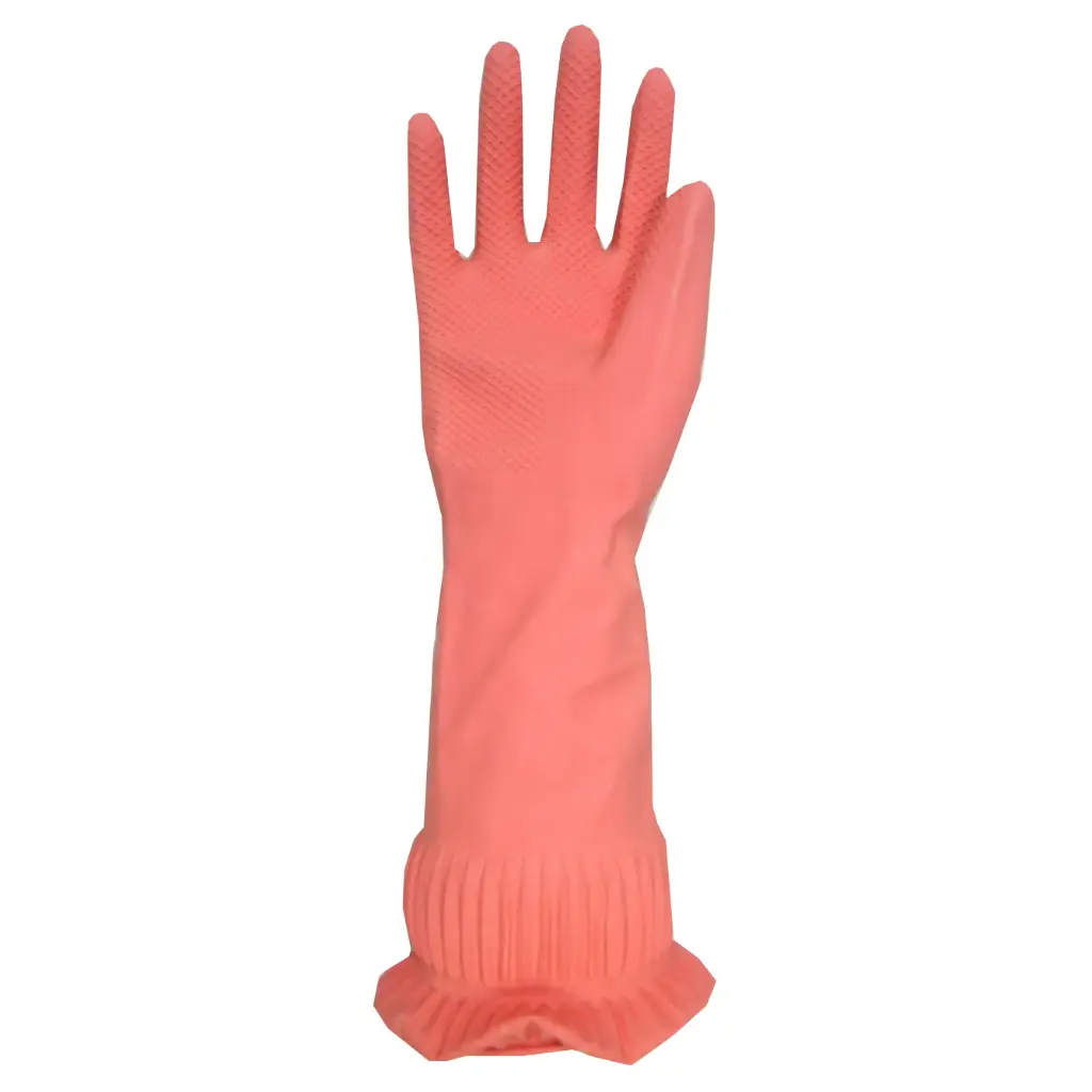 [PU2215-LG] 15'' Pink Unlined Rubber Gloves