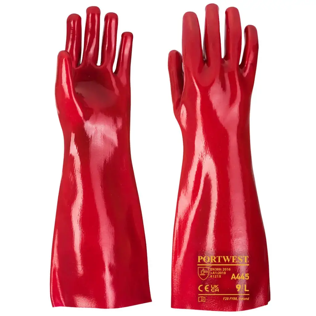 [A445RER-XL] PORTWEST A445 PVC Gauntlet Gloves