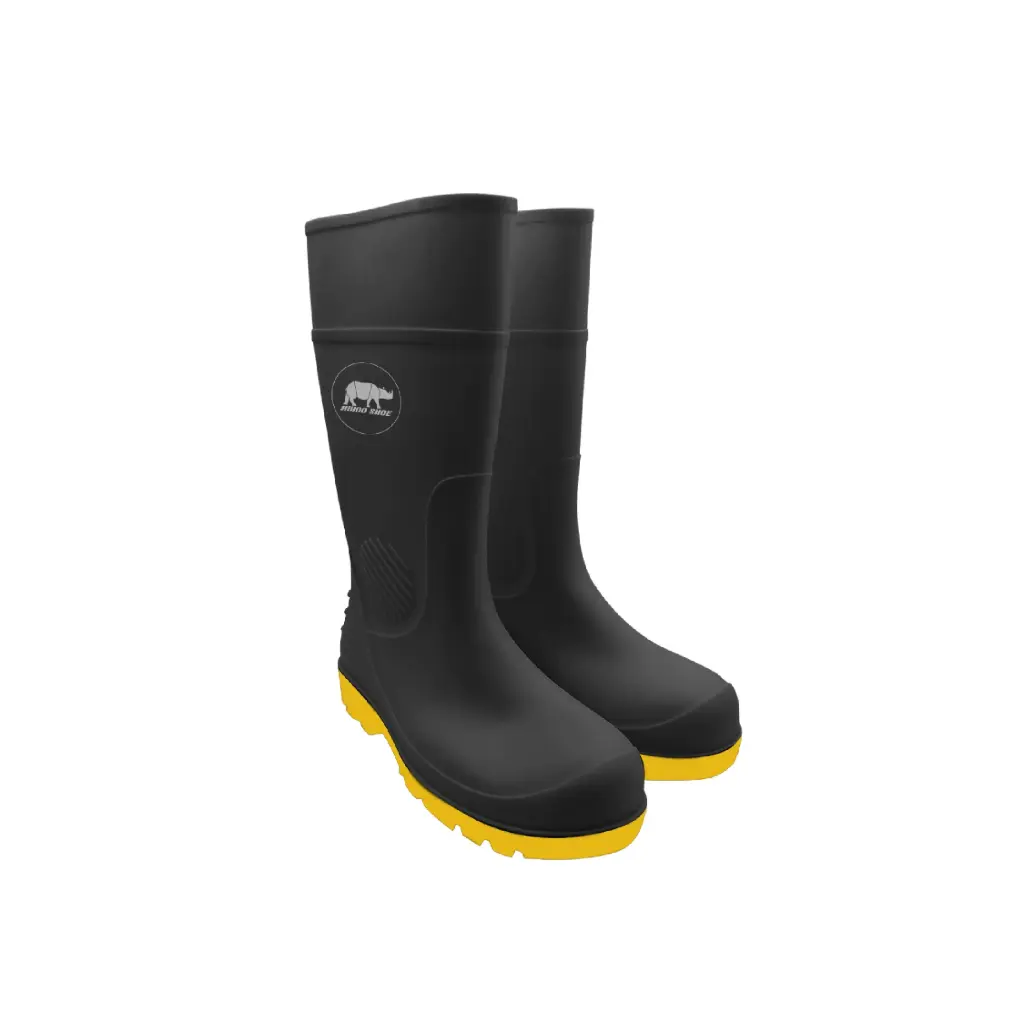 [WB500-S5-BLK-36] RHINO SHOE UltraMax WB500-S5 Safety Waterproof PVC Boots with Steel Toe Cap & Steel Plate (Black, 36 (EU) / 3 (UK))