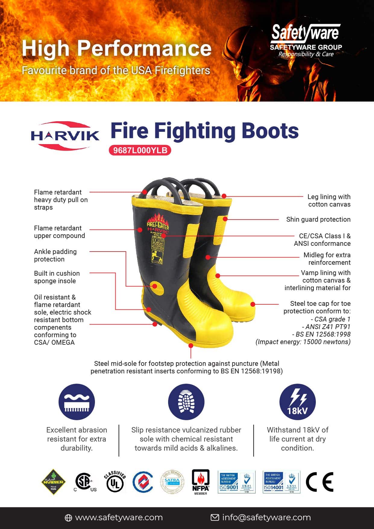 Fire Fighting Safety Boots HARVIK 9687L for Extreme Conditions Safetyware Group Berhad