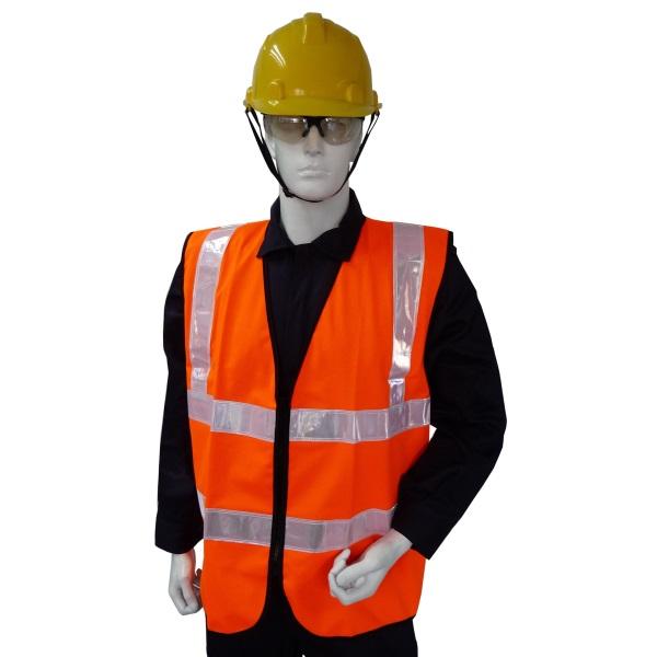 Safetyware - Body Protection SAFETYWARE High Visibility Safety Vest with 2  Horizontal + 2 Vertical Reflective Stripes.
