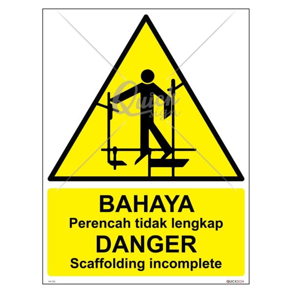 CSSS6 Site Safety Scaffolding Incomplete Sticker or 6mm Correx Sign 