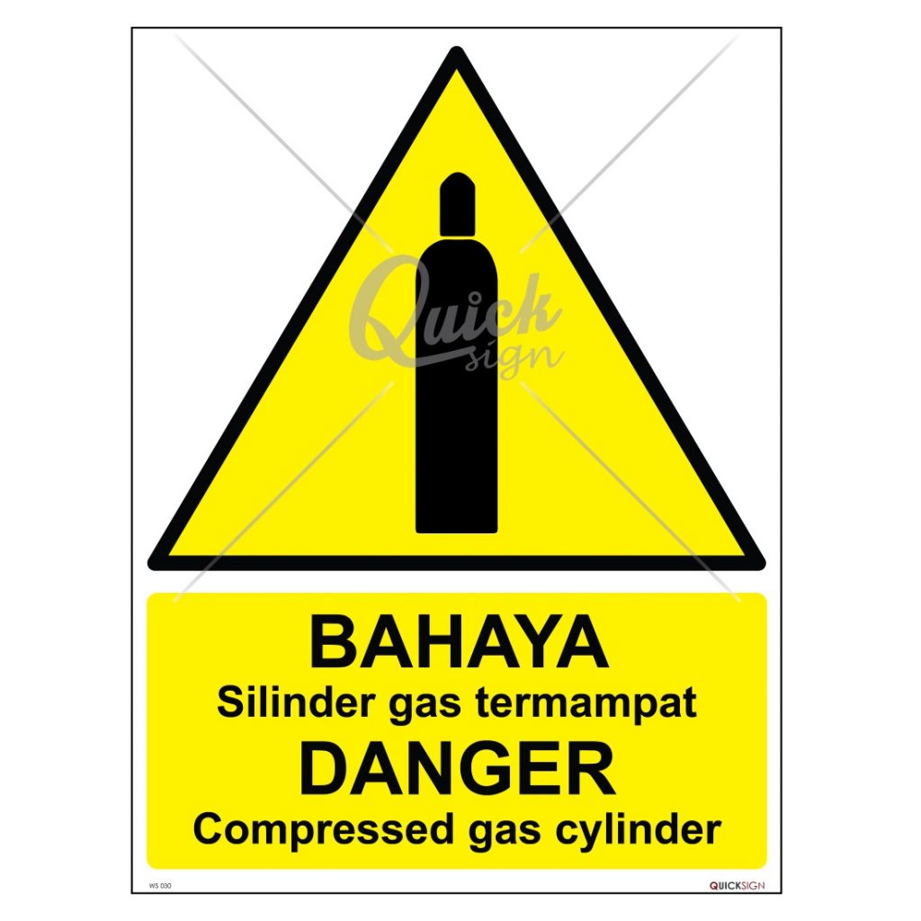 WS030 - Danger Compressed Gas Cylinder Signage - Safetyware Sdn Bhd