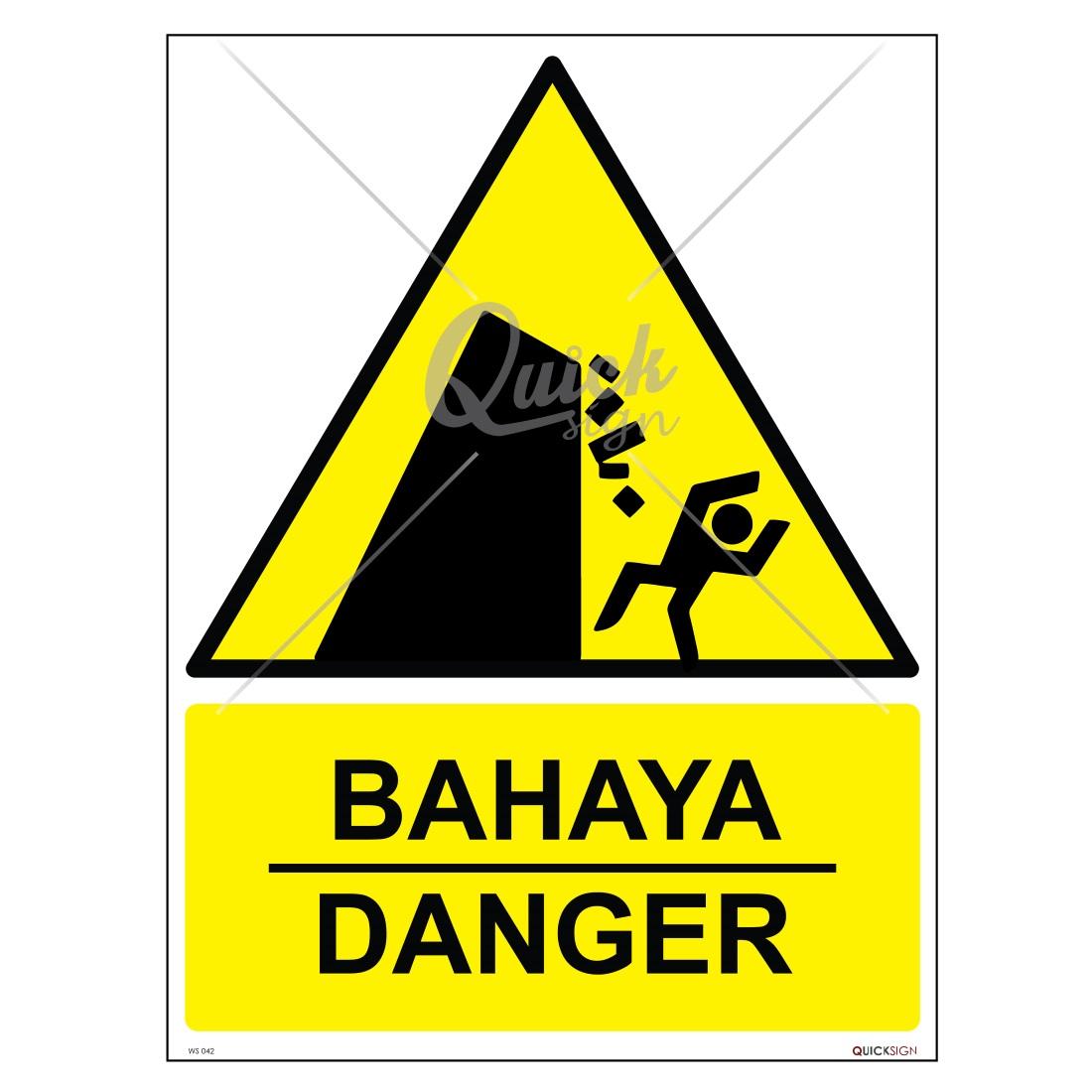 Falling For Danger Ch 20 WS042 - Danger Falling Rocks Signage - Safetyware Sdn Bhd