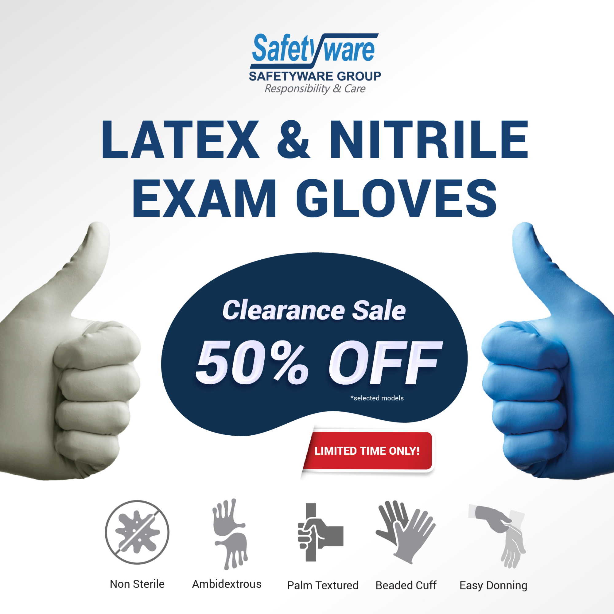 50% OFF - Latex & Nitrile Gloves Clearance Sales