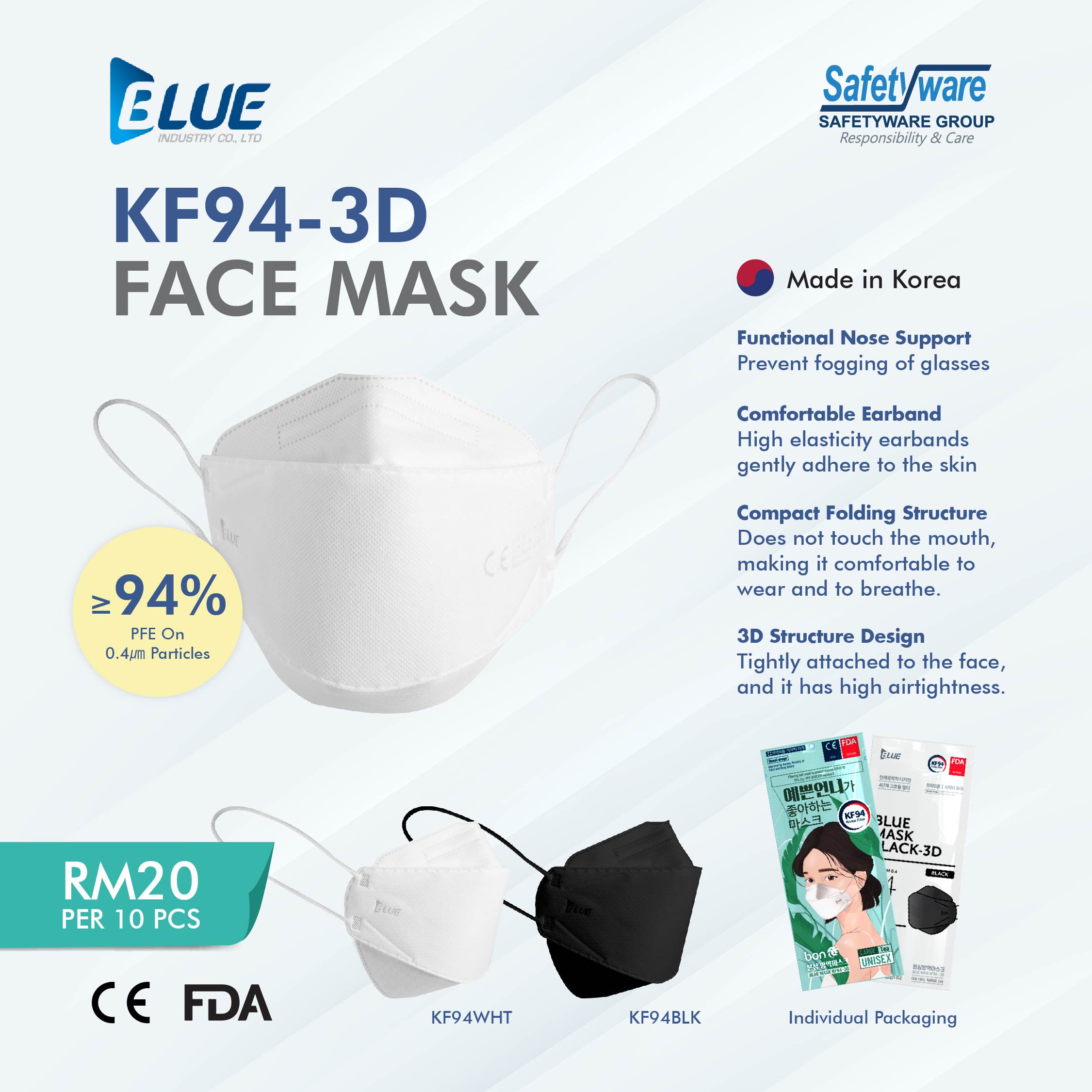 KF94-3D Face Mask - RM20 10pcs