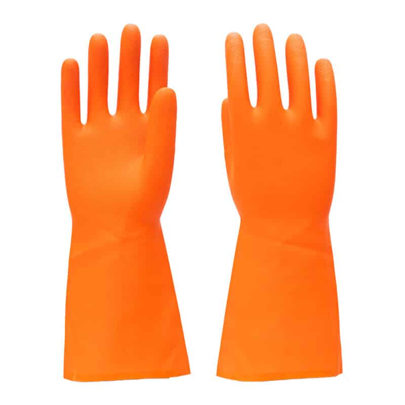 SAFETYWARE Duramax™ Heavy Duty Flocklined Natural Rubber Gloves HF2813-ORG