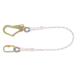 KSTRONG Essential Restraint Twisted Rope Lanyard with Steel Scaffold Hook and Karabiner