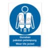 QUICKSIGN MANDATORY SIGNS - MS021 Wear life jacket