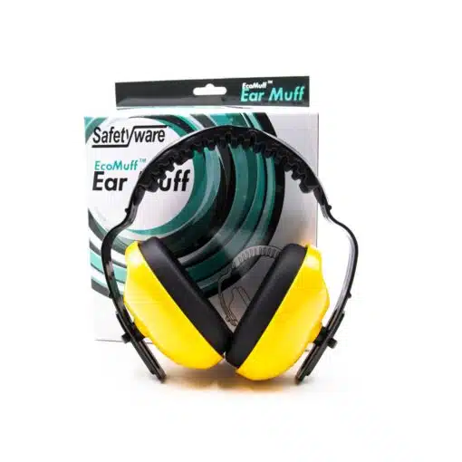 Industrial earmuff representing helmet-mounted hearing protection