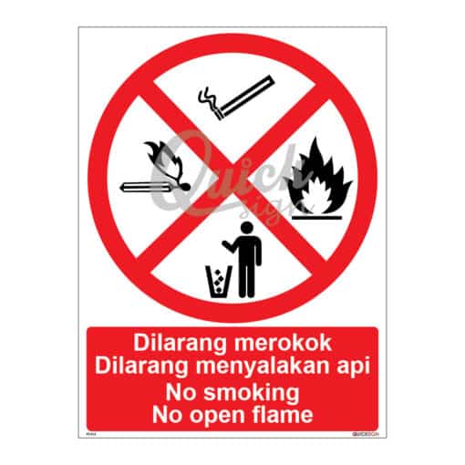 QUICKSIGN PROHIBITION SIGNS - PS012 No smoking No open flame