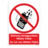 QUICKSIGN PROHIBITION SIGNS - PS014 Do not use walkie talkie