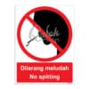 QUICKSIGN PROHIBITION SIGNS - PS052 No spitting