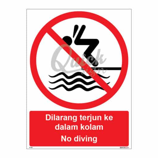 QUICKSIGN PROHIBITION SIGNS - PS063 No diving