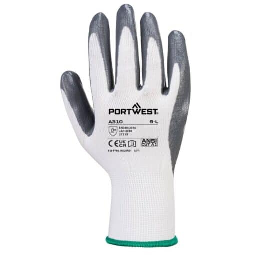 PORTWEST A310 Grip Nitrile Glove Grey/White - Image 2