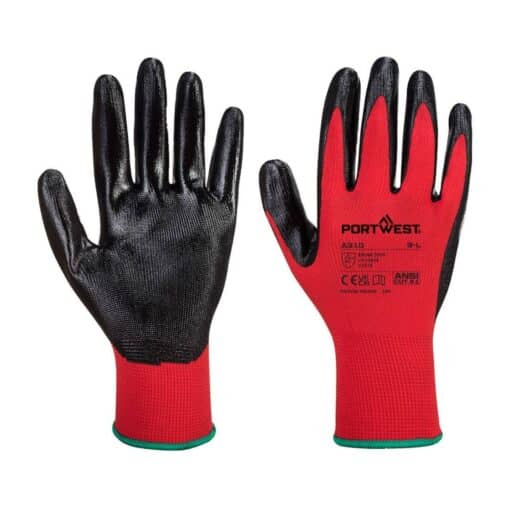 PORTWEST A310 Grip Nitrile Glove Black/Red