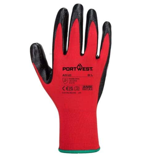 PORTWEST A310 Grip Nitrile Glove Black/Red - Image 2