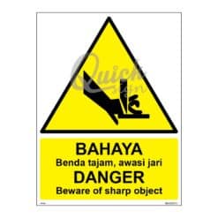 QUICKSIGN WARNING SIGNS - WS022 DANGER Beware of sharp object