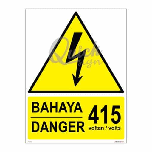 QUICKSIGN WARNING SIGNS - WS058 DANGER 415 voltan