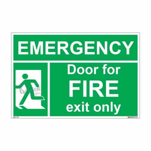 QUICKSIGN EMERGENCY ESCAPE SIGNS - EES109 Door For Fire Exit Only (Icon Left)