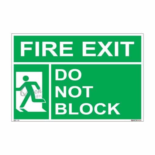 QUICKSIGN EMERGENCY ESCAPE SIGNS - EES110 Fire Exit Do Not Block