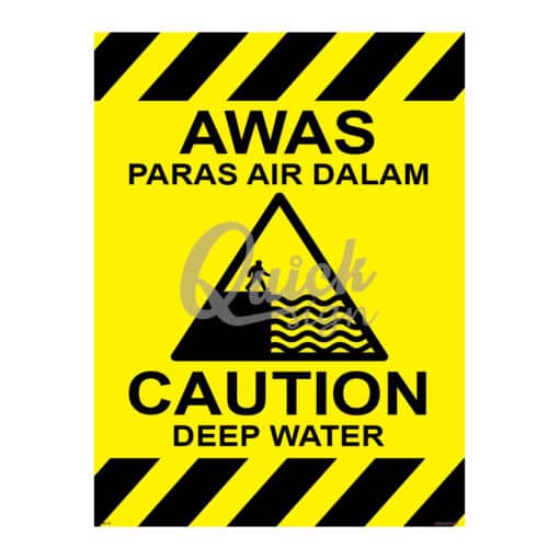 QUICKSIGN WARNING SIGNS - WS121 CAUTION DEEP WATER