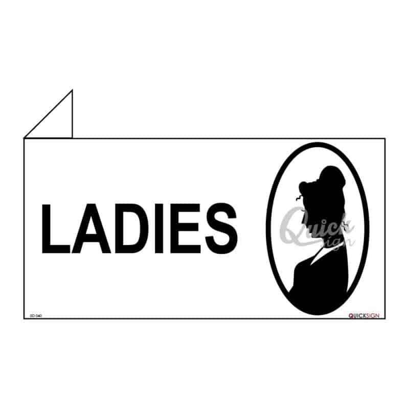 Lady Sticker Sign 2D040 Ladies Sign - Eco-Friendly & Durable 2mm White Acrylic