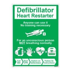 QUICKSIGN SAFETY PROCEDURE SIGNS - SP022 Defibrillator Heart Restarter