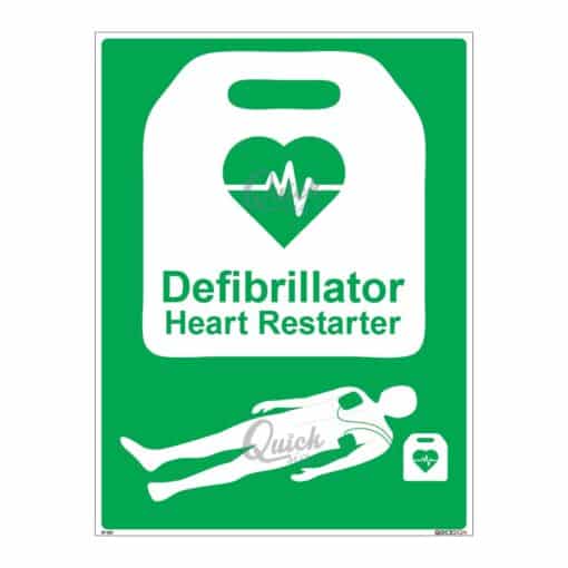 QUICKSIGN SAFETY PROCEDURE SIGNS - SP023 Defibrillator Heart Restarter