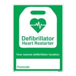 QUICKSIGN SAFETY PROCEDURE SIGNS - SP024 Defibrillator Heart Restarter