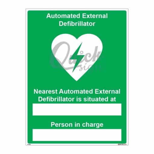 QUICKSIGN SAFETY PROCEDURE SIGNS - SP026 Automated External Defibrillator