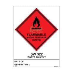 QUICKSIGN SCHEDULED WASTE SIGNS - SW008 FLAMMABLE MUDAH TERBAKAR (WASTE) SW322 WASTE SOLVENT