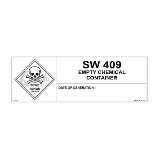 QUICKSIGN SCHEDULED WASTE SIGNS - SW019 SW409 EMPTY CHEMICAL CONTAINER