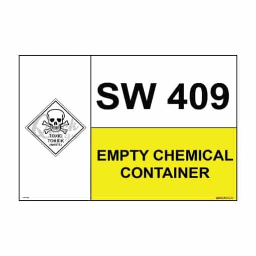QUICKSIGN SCHEDULED WASTE SIGNS - SW042 SW409 EMPTY CHEMICAL CONTAINER