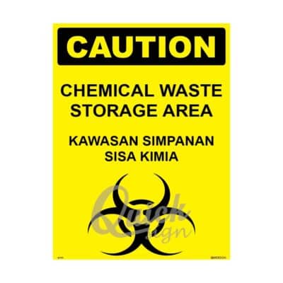 QUICKSIGN CHEMICAL STORAGE HAZARD SIGNS - US013 CAUTION CHEMICAL WASTE STORAGE AREA
