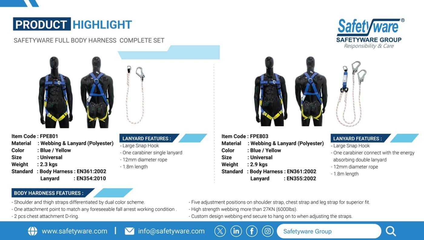 Safetyware Safety Harness and Lanyard Set