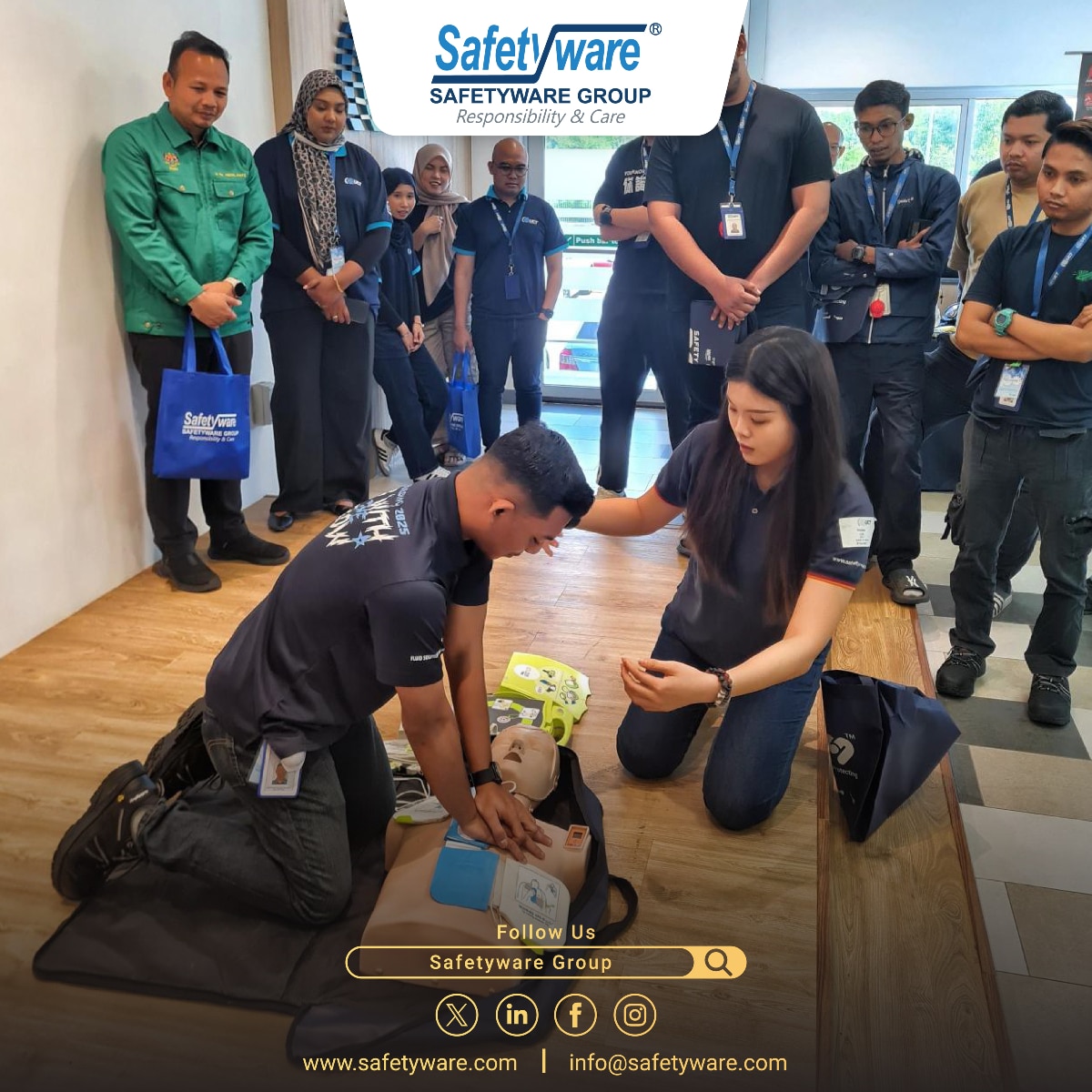 Hands-on demo of AED and CPR.