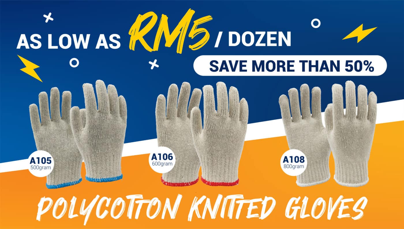 Safetyware stock clearance on polycotton knitted gloves