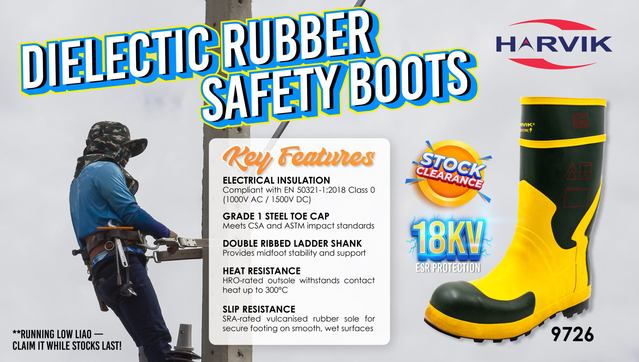 Harvik Raptor HARVIK 9726 Dielectric Safety Rubber Boots - Clearance Sale