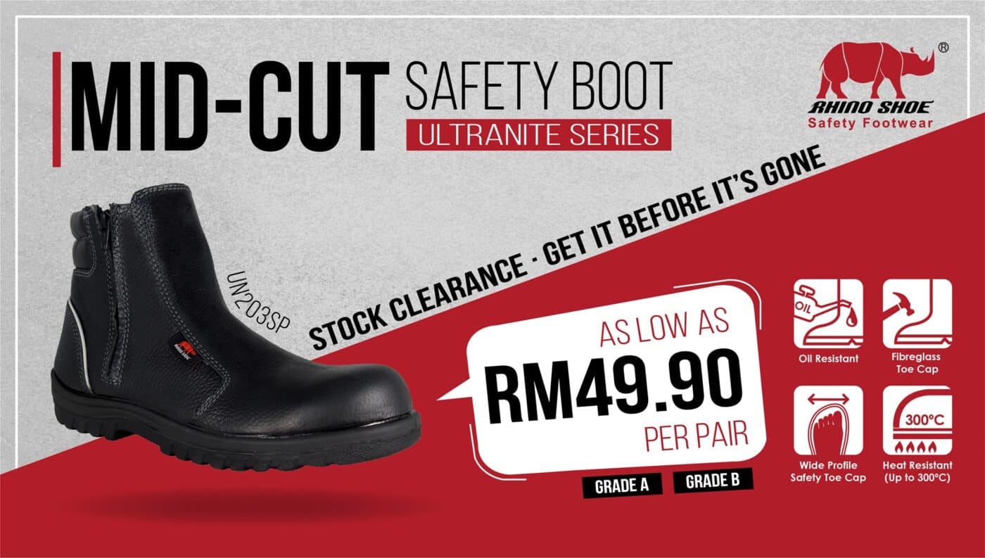 Safetyware Rhino Shoe UN203SP mid cut safety shoes promotion