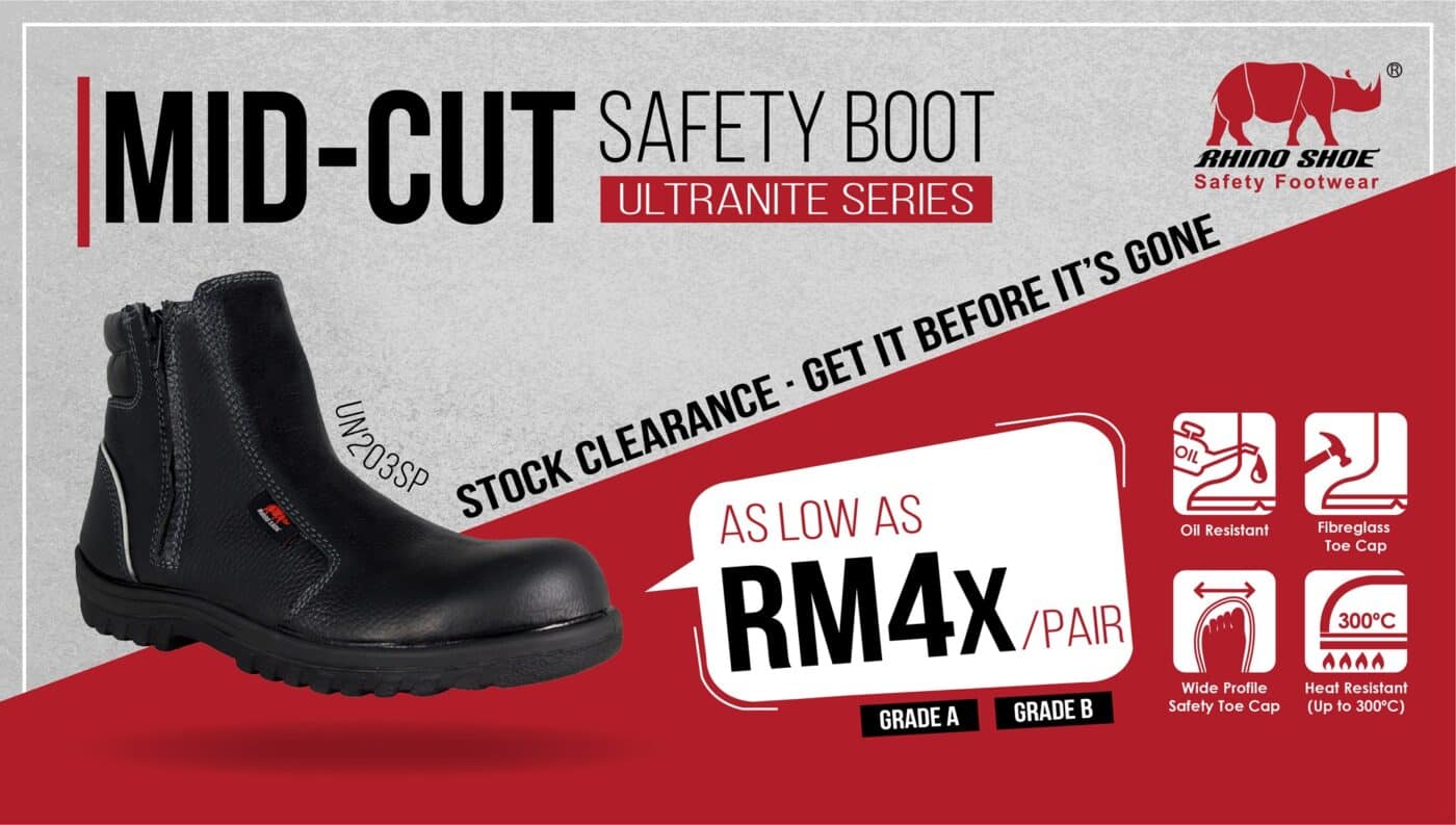 Safetyware Rhino Shoe UN203SP mid cut safety shoes promotion